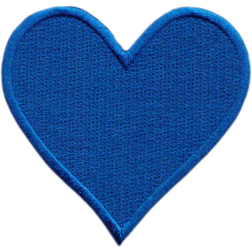 Bl?t hjerte - broderet jern p? patch