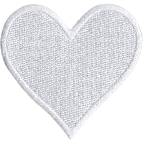 Hvidt hjerte - broderet jern p? patch
