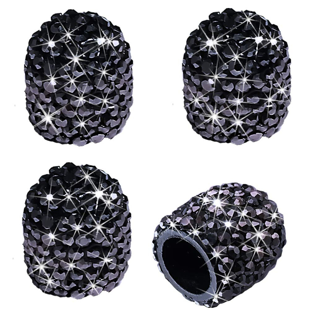 Krytky Drku Ventilu 4 Balen Rucne Vyrben Cern Kritlov Drahokamy Univerzln Krytky Ventilku Do Auta Chrom Atraktivn Prachotesn Doplnky Do A-image