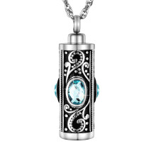 Xiuda Crystal Cremation Urn halsk?de til aske keepsake kremation smykker til human aske rustfrit st?l mindesm?rke vedh?ng med blomst
