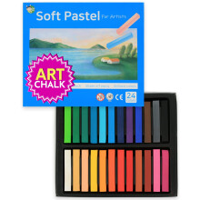 HA SHI Mjuka Kritor, 24 Blandade Färger, Giftfria Konstmaterial, Fyrkantig Kol, Ritmedel för Professionella och Barn
