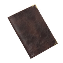 (Coffee color) Oil Wax Faux Leather Pattern Golden Copper Horn Motor Vehicle Driving License Driving License Simple Thin