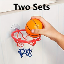 (Two sets of basketball hoops) 2 Sets - Mini Suction Cup Indoor Foldable Wall-Mounted Basketball Hoop, Suitable for Group Parties