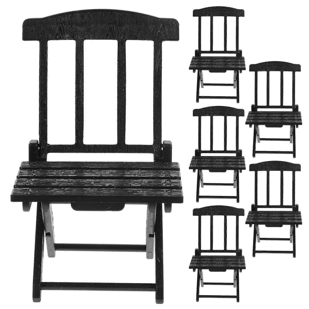 Kricely (As Show, One Size) 6Pcs Miniature Beach Chair Doll House Furniture Mini Chair Model Micro Landscape Beach Chair