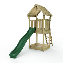 (Tower with Wooden Roof) Rebo Modular Wooden Climbing Frame Adventure Playset