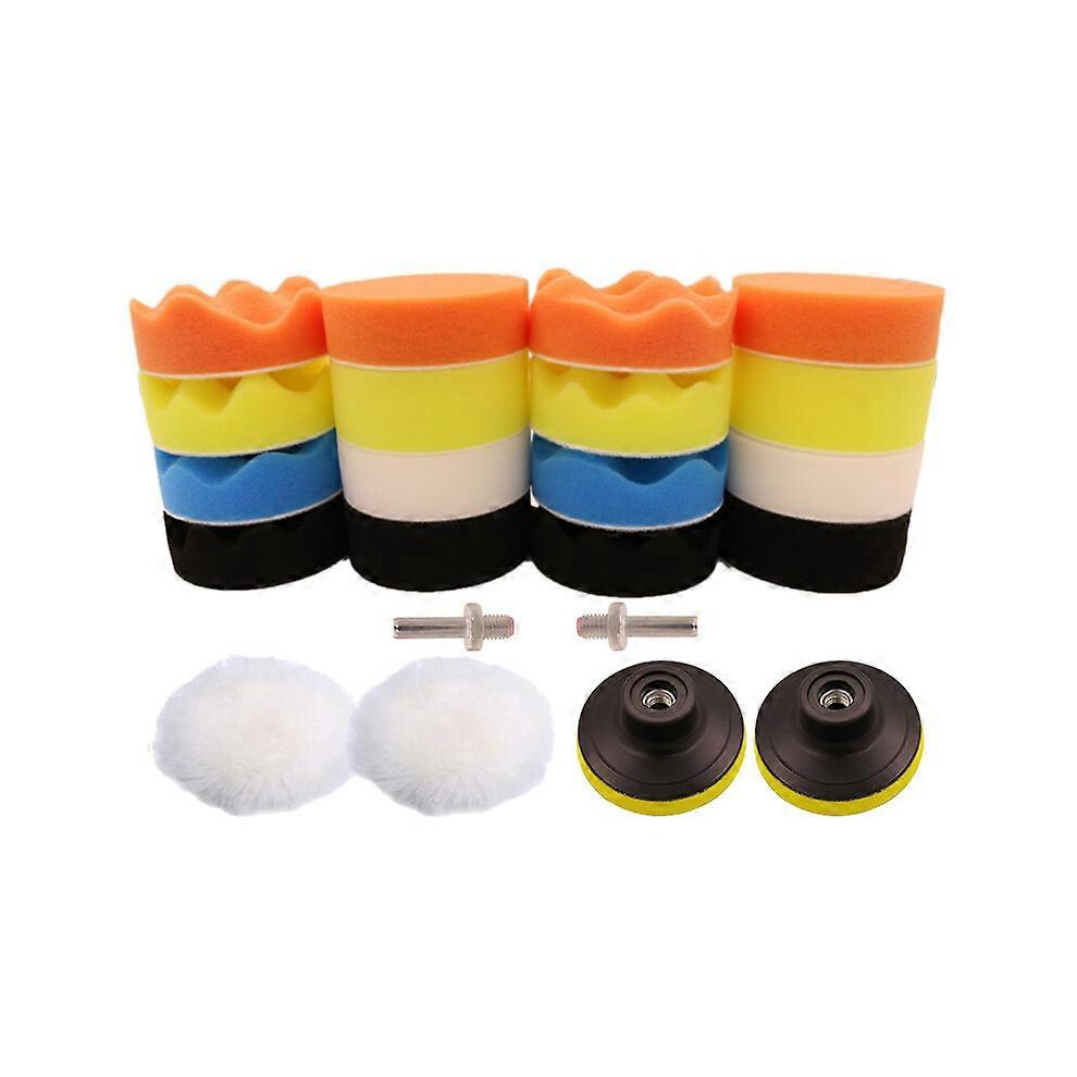 (As Show, One Size) 22Pcs Polishing Sponges 80Mm Polishing Pad Sponge Polishing Kit With M10 Drill Bit 5093442655124