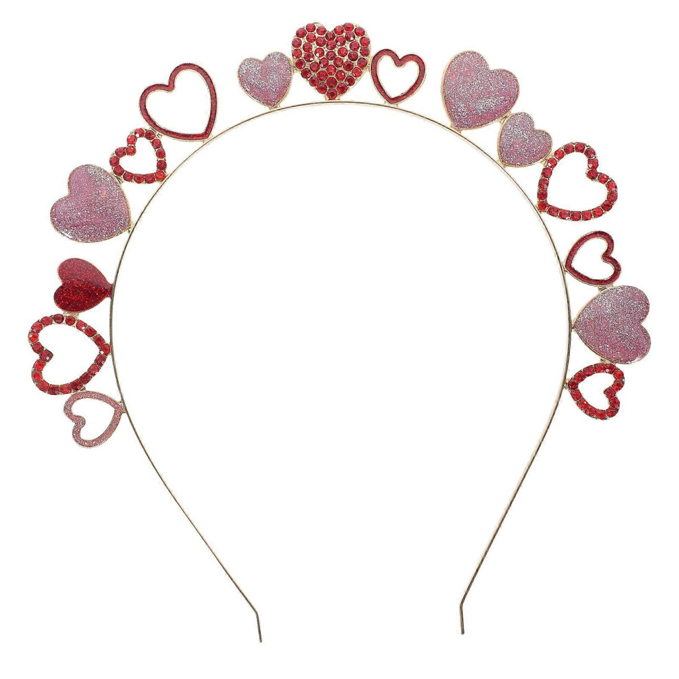 Kricely (As Show, One Size) Valentine Headband Heart Headband Rhinestone Hair Band Wedding Hair Band Valentine's Party Hair Accessory