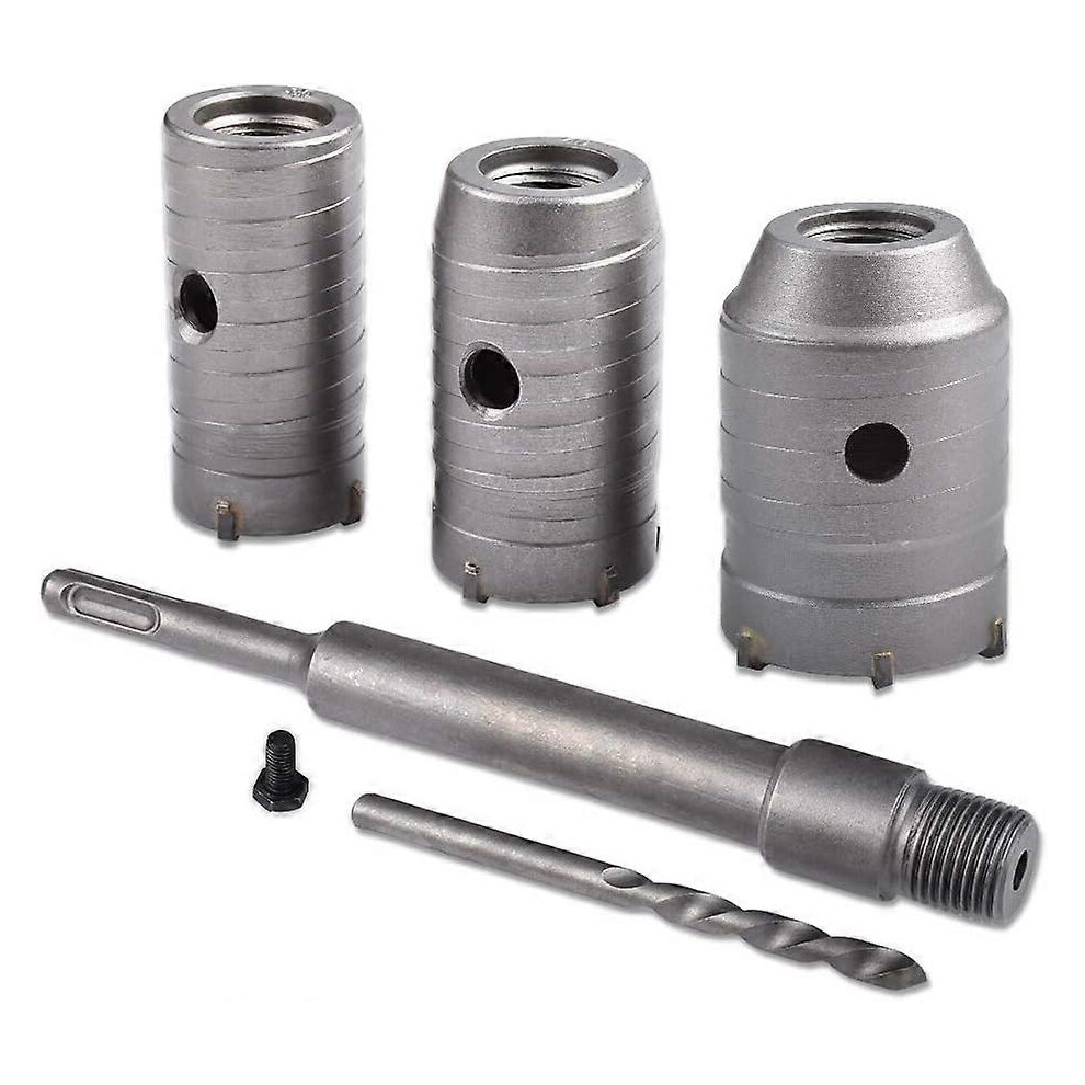 (As Show, One Size) Hole Saw, Hole Saw Set 30Mm, 40Mm, 50Mm, Concrete Hole Saw, 350Mm Extension Shank, Tungsten Carbide Tipped (Round Handle) 5093442608397