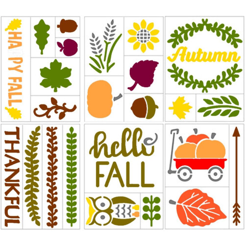 Hello Fall Set Stencil - 6 coli - 6 x 8 inci