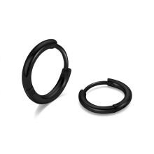 Creolen aus chirurgischem Stahl, 6 mm, schwarz, kleine Huggie-Creolen, Hyp