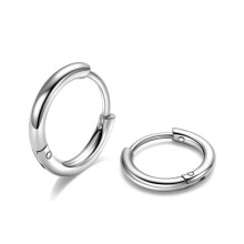 Creolen aus chirurgischem Stahl, 10 mm, Silber, Huggie-Ohrringe f  r Herren
