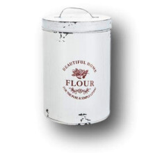 Gerson Conjunto de 3 Grandes Latas Redondas de Metal Vintage com Tampa para Cozinha - Farinha, Açúcar e Café