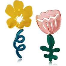 (846, One size) Heyone Fashion Unique Acrylic Asymmetric Transparent Rose Flower Stud Earrings lily Floral Dangle Drop Earrings for Women Girls Statement Jewelry Gift