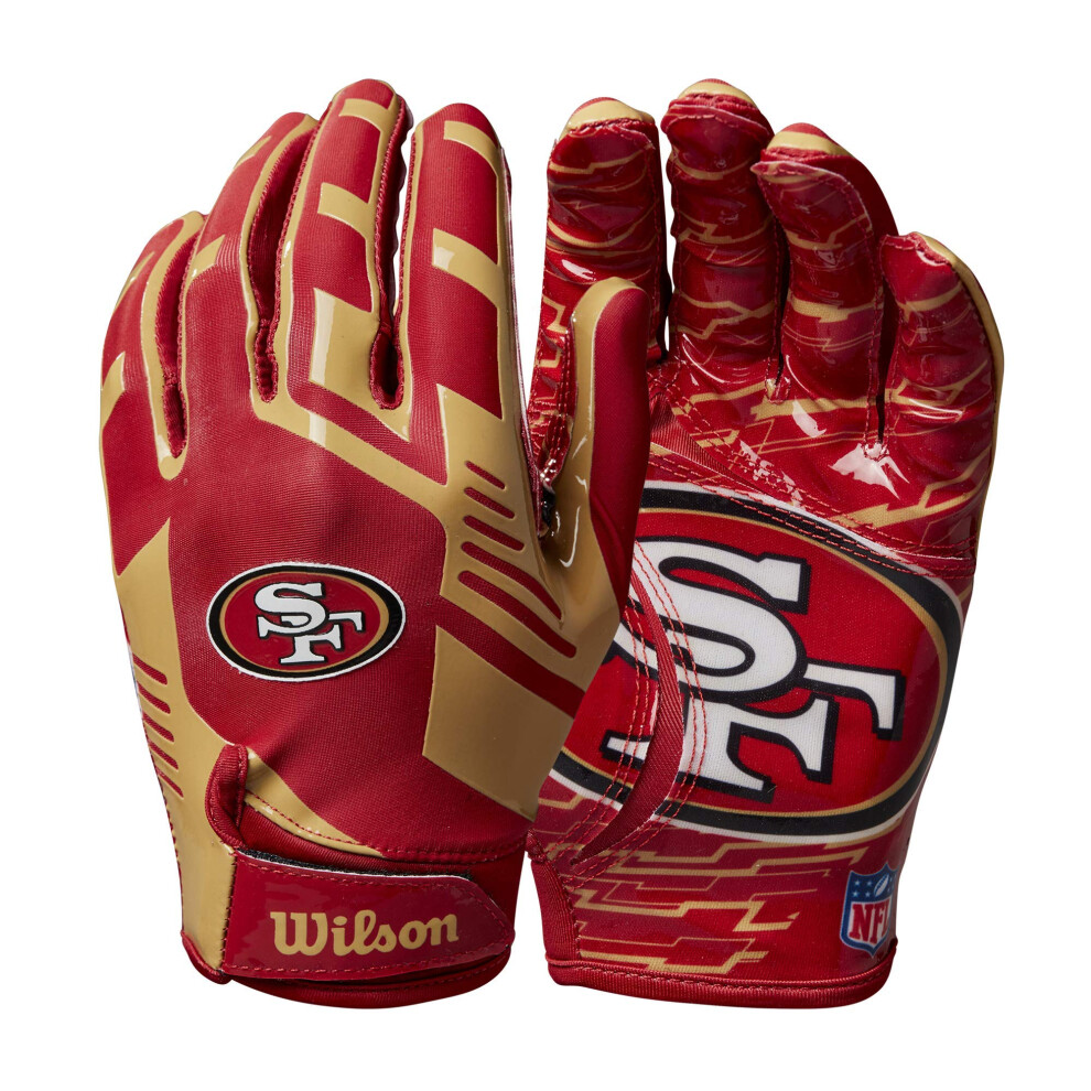 Photos - American Football and Rugby Wilson NFL Stretch Fit Football gloves - San Francisco- Adult WTF9326 WTF9326SF 