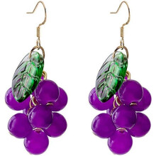 (As show, One size) Unique Cute Creative Fruits Dangle Drop Earrings Sparkly Crystal Grape Earring With for Women Girls Statement Jewelry Gifts