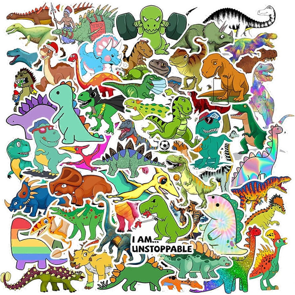 Konhill (As Show, One Size) 100Pcs Dinosaur Stickers, Cute Waterproof Cartoon Stickers For Kids, For Stationery, Luggage, Teaching Rewards