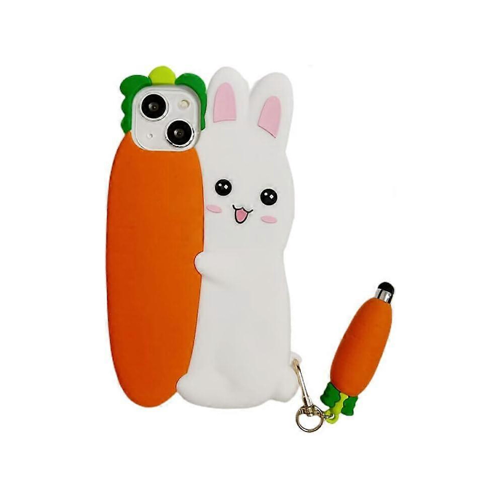 Konhill (As Show, One Size) Phone Cases Apply To Iphone 14,Cute Cartoon Bunny Carrot Phone Case With Carrot Stylus 3D Rabbit Case For Phone Case Soft Silicone