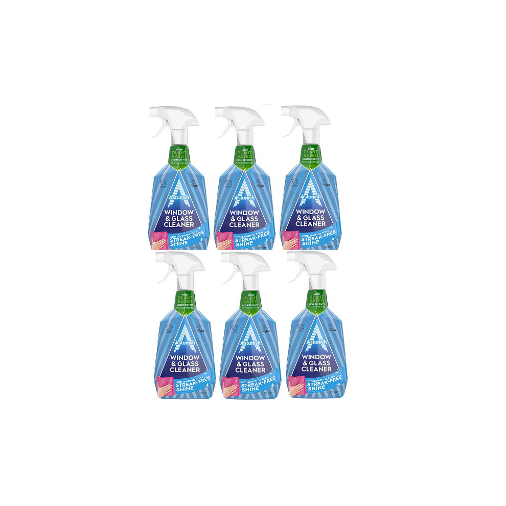 Astonish Window & Glass Cleaner Spray With Lemon Oil  6 x 750ml Bulk Cleaning
