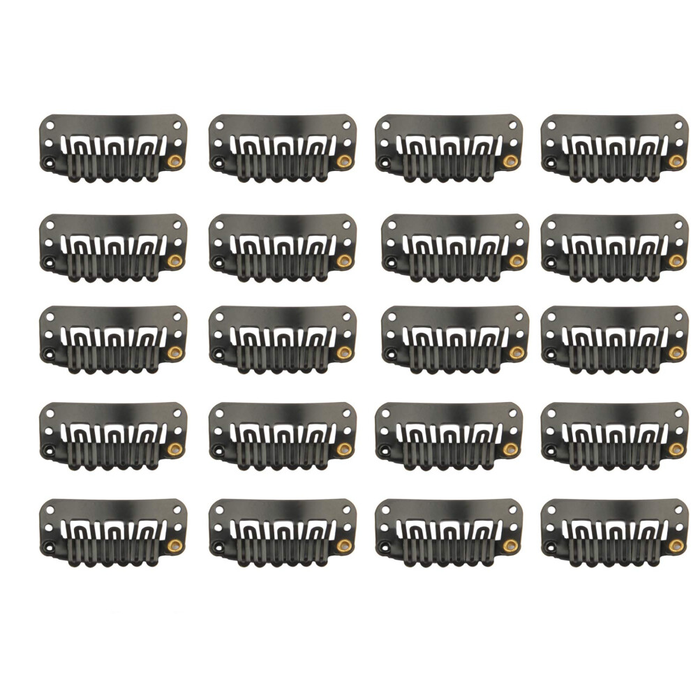 20 Stuks Ushape Roestvrijstalen Klikclips Voor Haarextensies, Pruiken, Haarstukken, Zwarte Pruikaccessoires, Clips En Kammen-image