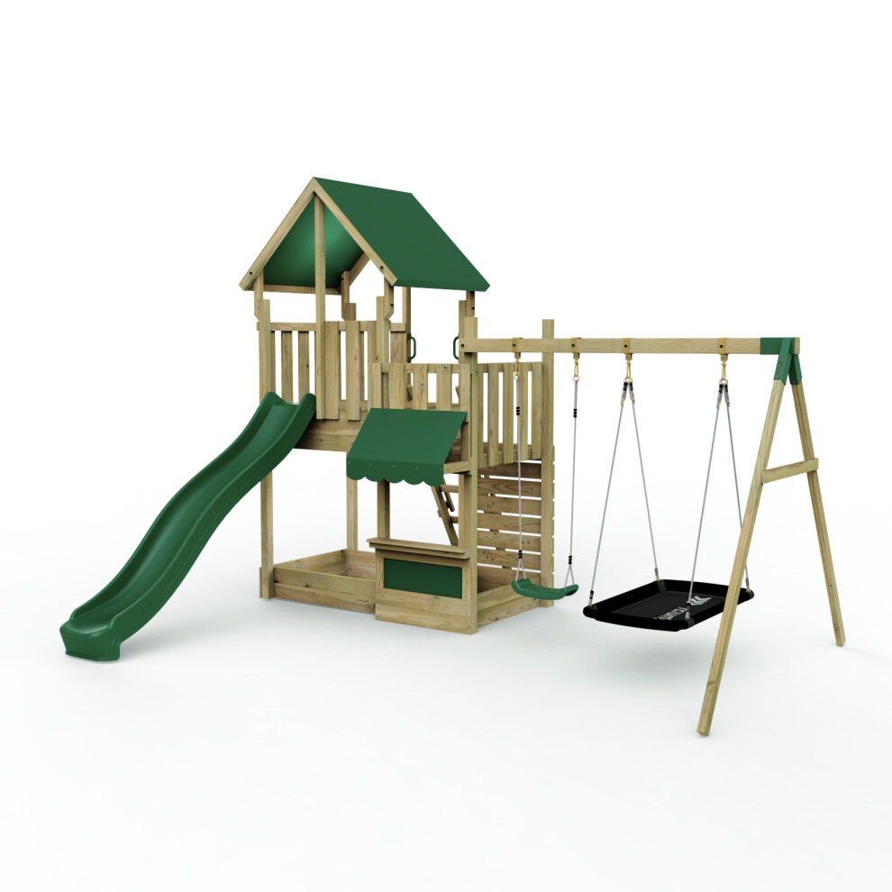 Rebo (Double Shop) Modular Wooden Climbing Frame Adventure Playset - M3