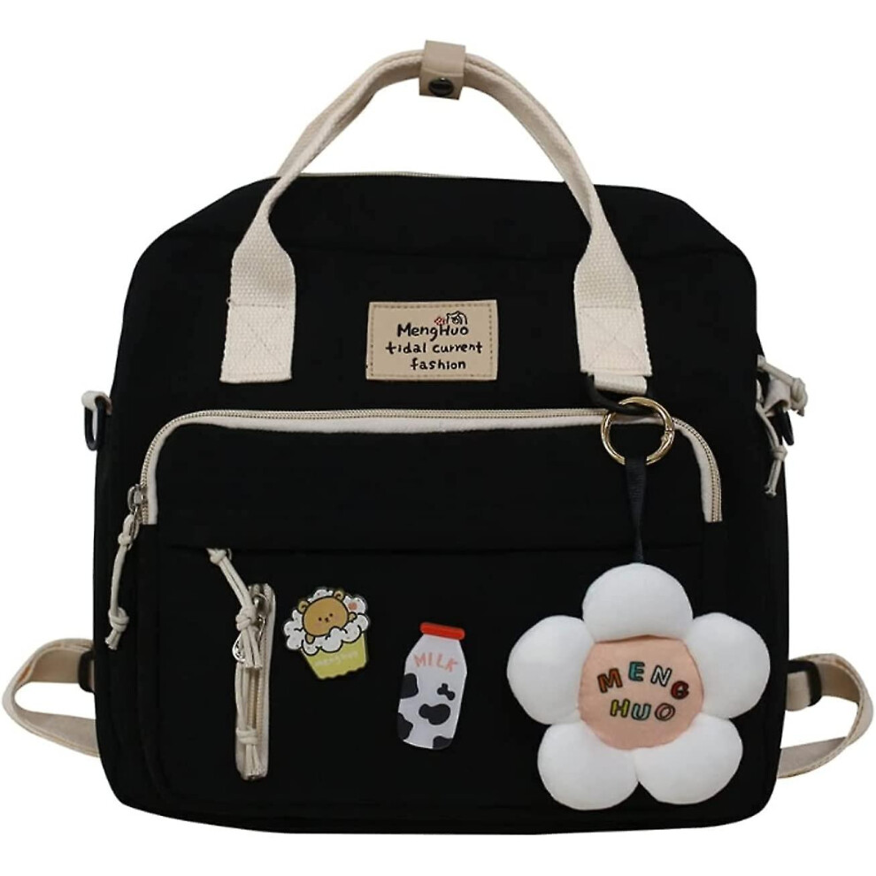Konhill (As Show, One Size) Cute Backpack Kawaii School Supplies Laptop Bookbag, Back To School And Off To College Accessories (Black) Black