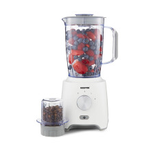 (White) GEEPAS 2-in-1 Food Jug Blender | 1.8L Juice Jar & 60G Mini Coffee Spice Mill | 6-Leaf Stainless-Steel Blades 2 Speed & Pulse Lockable Lid