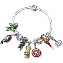 (As show, One size) Womens Jewelry Gold Charm Bracelet Pandora Inspired Style w/Rose Silver Color 19CM Heart Charms, Bracelets Y2K, Hand Jewelry, Bracelet for Women-teens
