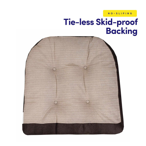 Cushion Καρέκλας Ροκ Ροκάνη Premium Tufted Pads Μη Γλιστρώντας 2 Τεμάχια, Καφέ 1