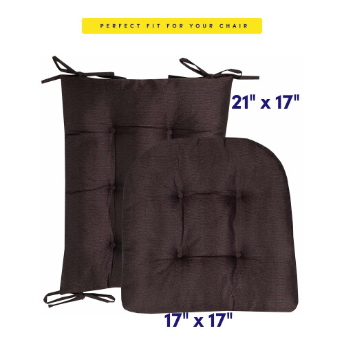 Cushion Καρέκλας Ροκ Ροκάνη Premium Tufted Pads Μη Γλιστρώντας 2 Τεμάχια, Καφέ 2