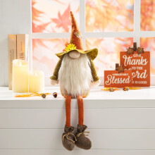 Glitzhome Handmade Swedish Tomte Fall Halloween Christmas Elf Gifts Fabric Gnome Sitter Decor 24"""" H Orange
