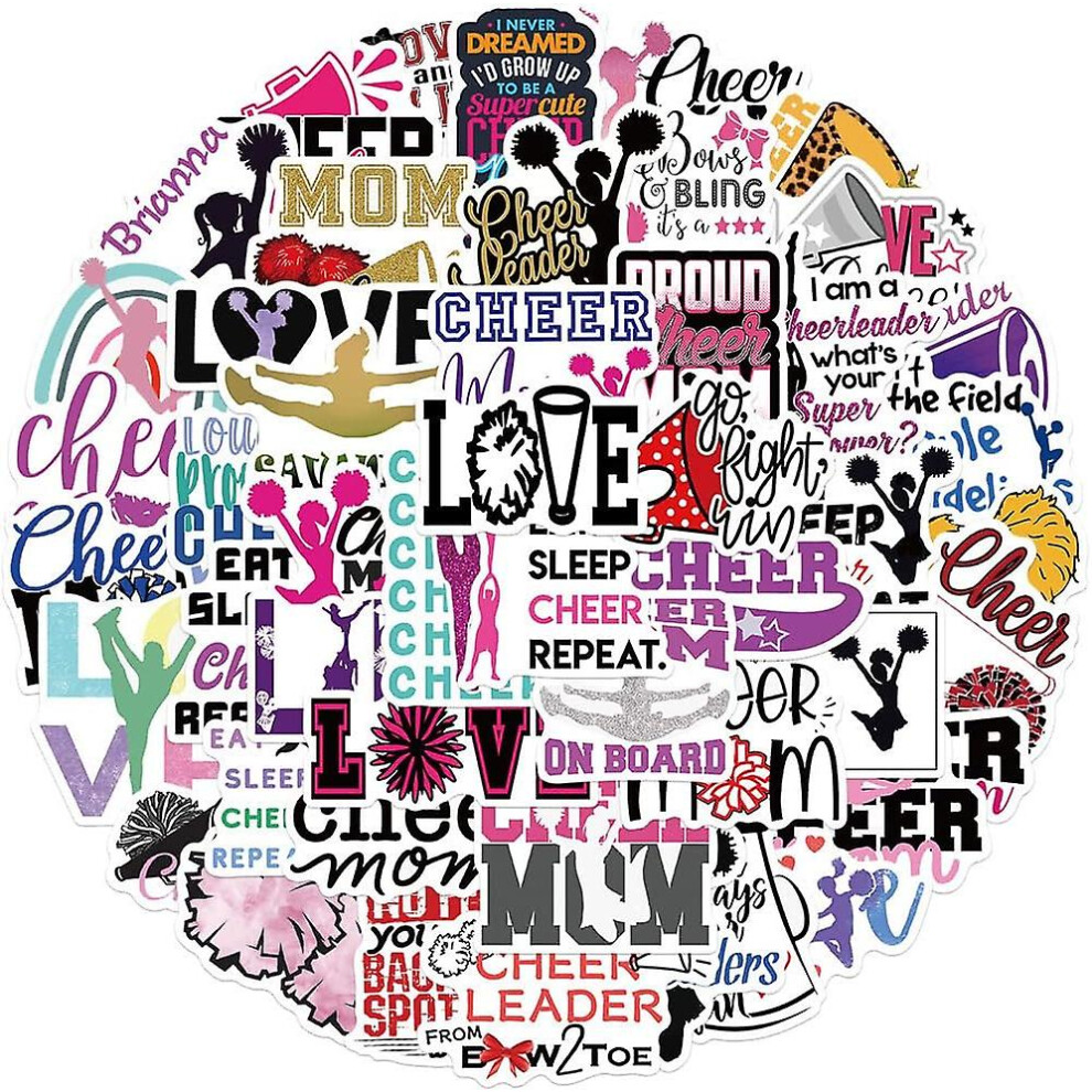 Konhill (As Show, One Size) Cheerleader50pcs Waterproof Vinyl Stickers For Skateboard,Laptop,Helmet,Guitar,Water Bottles,Bike,Notebook,Cheerleading Decals Lov