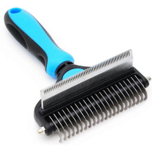 (Blue, One size) Deshedding and Dematting Tool, 2 Sided Pet Grooming Brush for Deshedding, Mats and Tangles Removing for Dogs and Cats with Long, Medium and Short Hair
