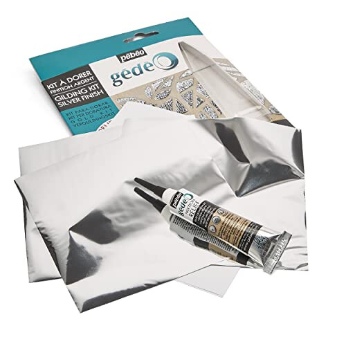 Pebeo GEDEO KIT-Mirror Effect Leaf  Silver Finish Gilding  3 foils 2