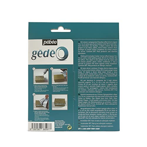 Pebeo GEDEO KIT-Mirror Effect Leaf  Silver Finish Gilding  3 foils 1