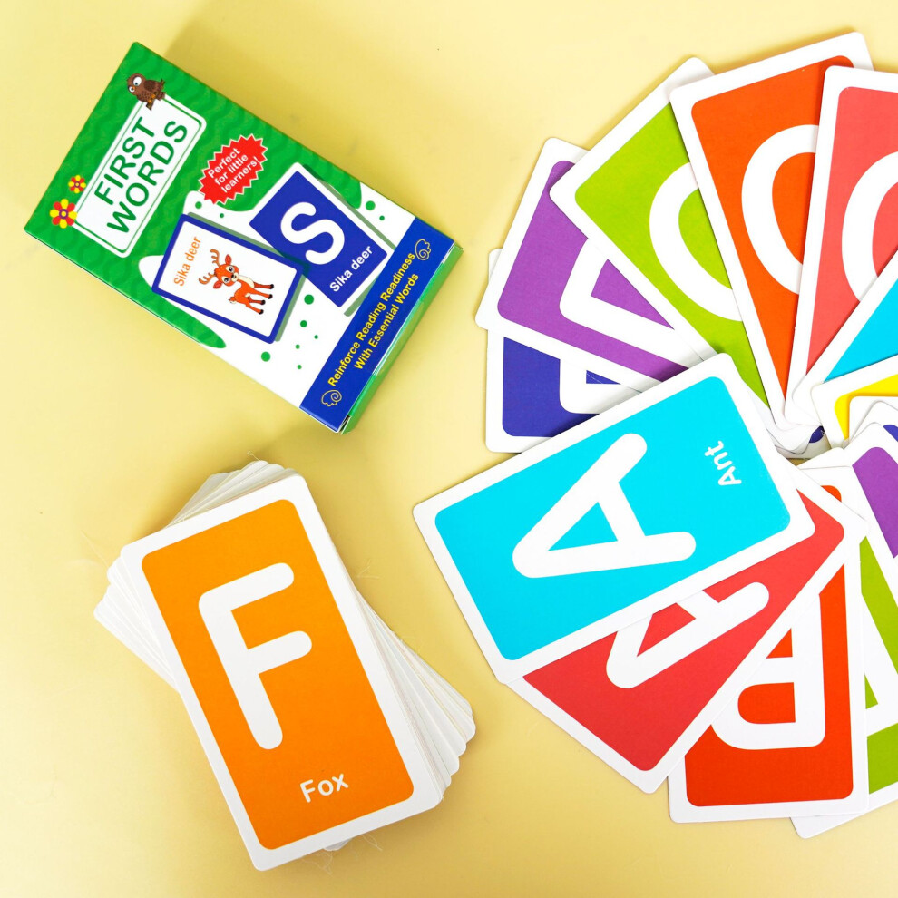 (The first word) Children's early childhood flash card Flash Cards Learn words shapes color numbers English letter cards