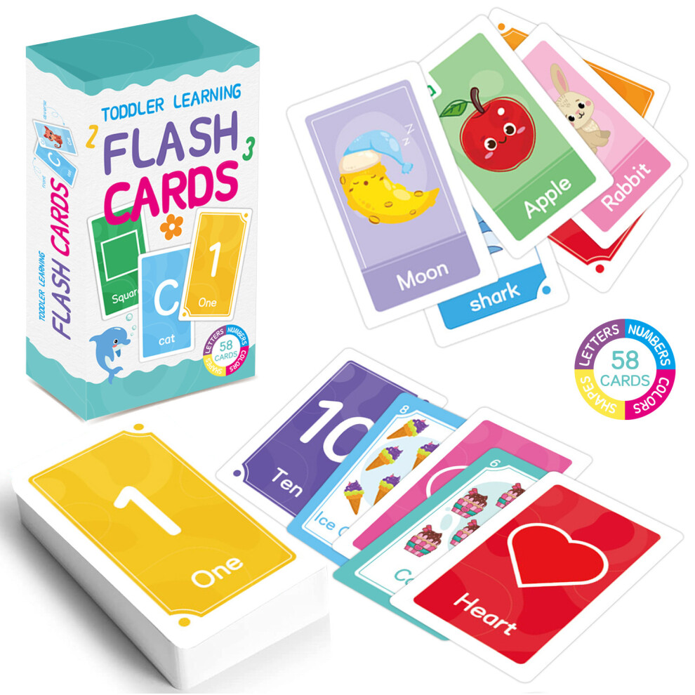 (Early education flash card 02) Children's early childhood flash card Flash Cards Learn words shapes color numbers English letter cards