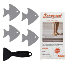 Secopad BathTub Stickers Non-Slip 24 PCS Safety Dusch Treads Adhesive Appliques With Premium Scraper (Grey)