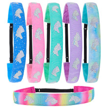 FROG SAC 6 Cerchietti Unicorno per Bambine, Fasce Glitter Regolabili senza Slip