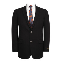 Herrsportrock blazer klassisk fit 2 -knapp hak lapel affrsdrkter jacka svart