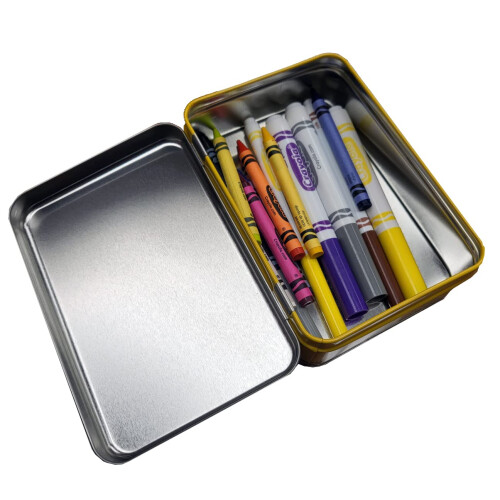 The Tin Box Crayola Tin Crayon Storage with Hinge (Empty) - Holds 64 Crayons  (187937-12) 1