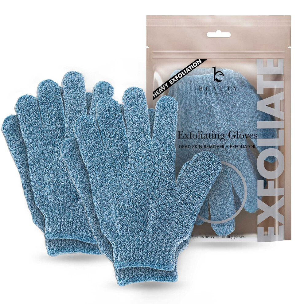 Sch Nheit Von Earth Exfoliating Glove (4 Pcs 2 Pairs) - Heavy Exfoliate Glove For Dead Sk