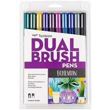 Umeleck fixky Tombow 56218 s dvojit m tetcom, boh mske, balenie 10 kusov. Mie ateln fixky so tetcom a tenk m hrotom.