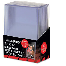 Ultra Pro 3 X 4 Super Thick 130PT Toploader with Thick Card Sleeves 10