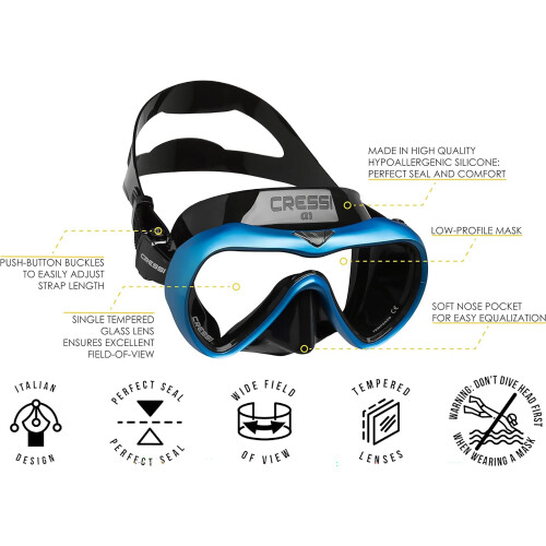 Cressi Cressi A1  Black/Blue  Clear Lens 1