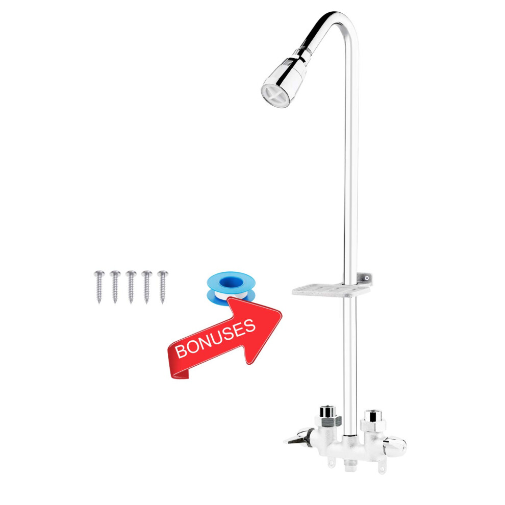 Artiwell Outdoor Shower Fixture System With Rustproof Riser And Riser Extension Double Handle Utility Shower Faucet With Shower 653858424407