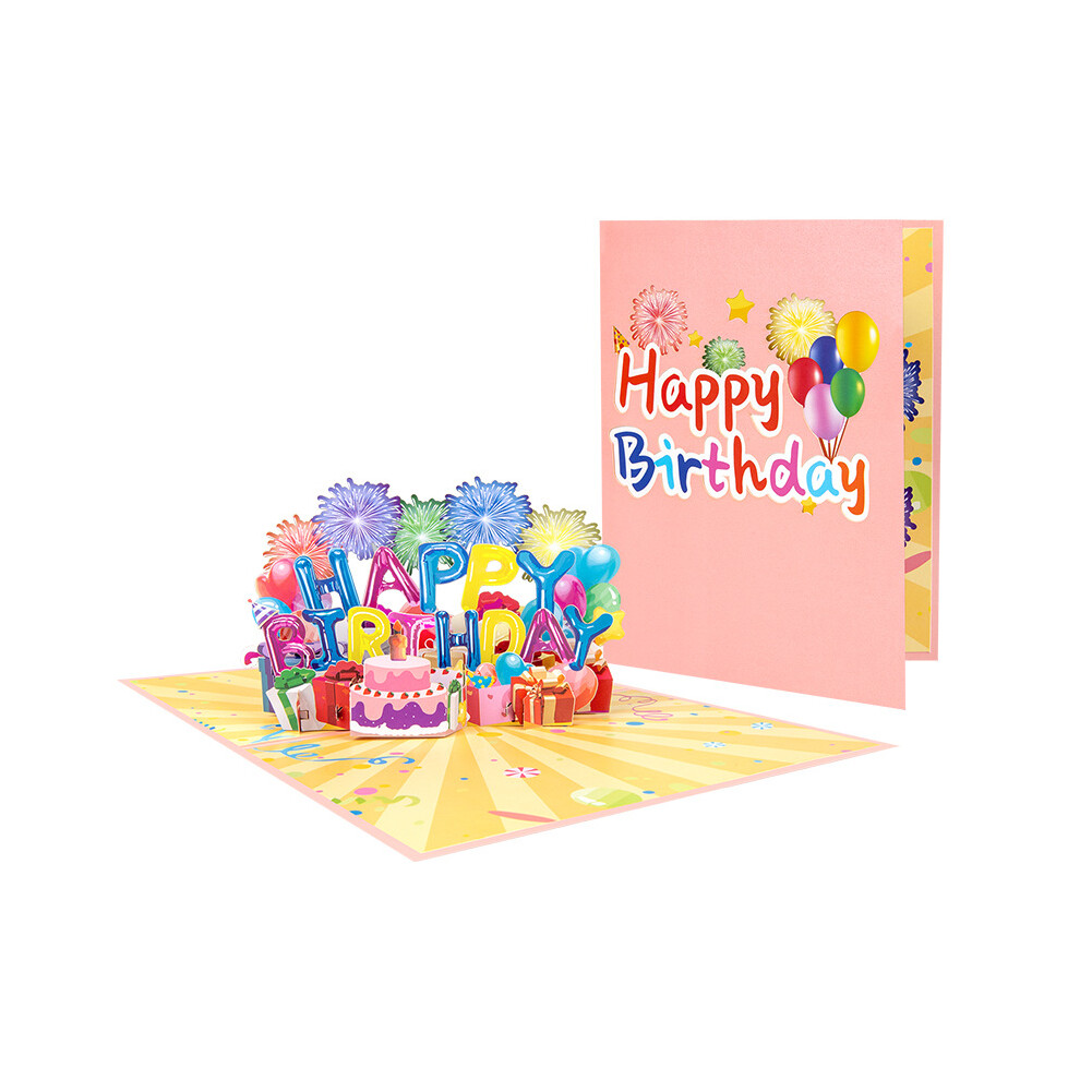 (Dress up balloon birthday card (new product)) Birthday three-dimensional greeting card HAPPY BIRTHDAY handmade paper carving universal birthday card