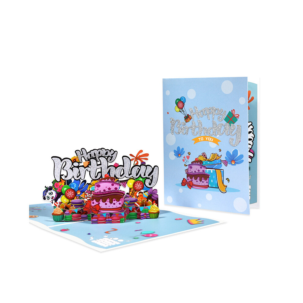 (Panda birthday pure word) Birthday three-dimensional greeting card HAPPY BIRTHDAY handmade paper carving universal birthday card