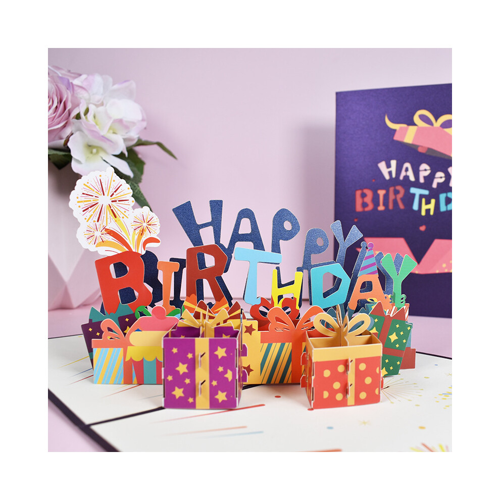 (Happy birthday card) Birthday three-dimensional greeting card HAPPY BIRTHDAY handmade paper carving universal birthday card
