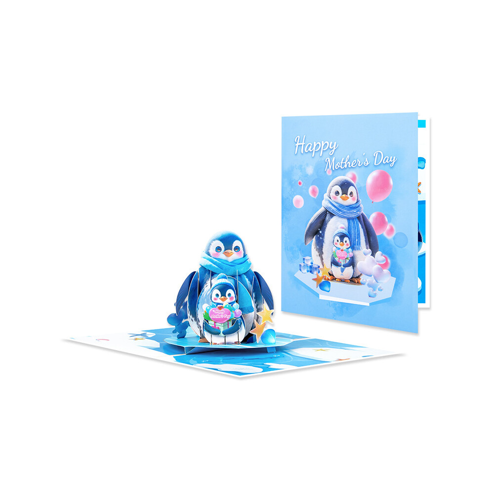 (Mother's Day Penguin (New)) Happy Mother's Day greeting card 3D three-dimensional creative holiday blessing card