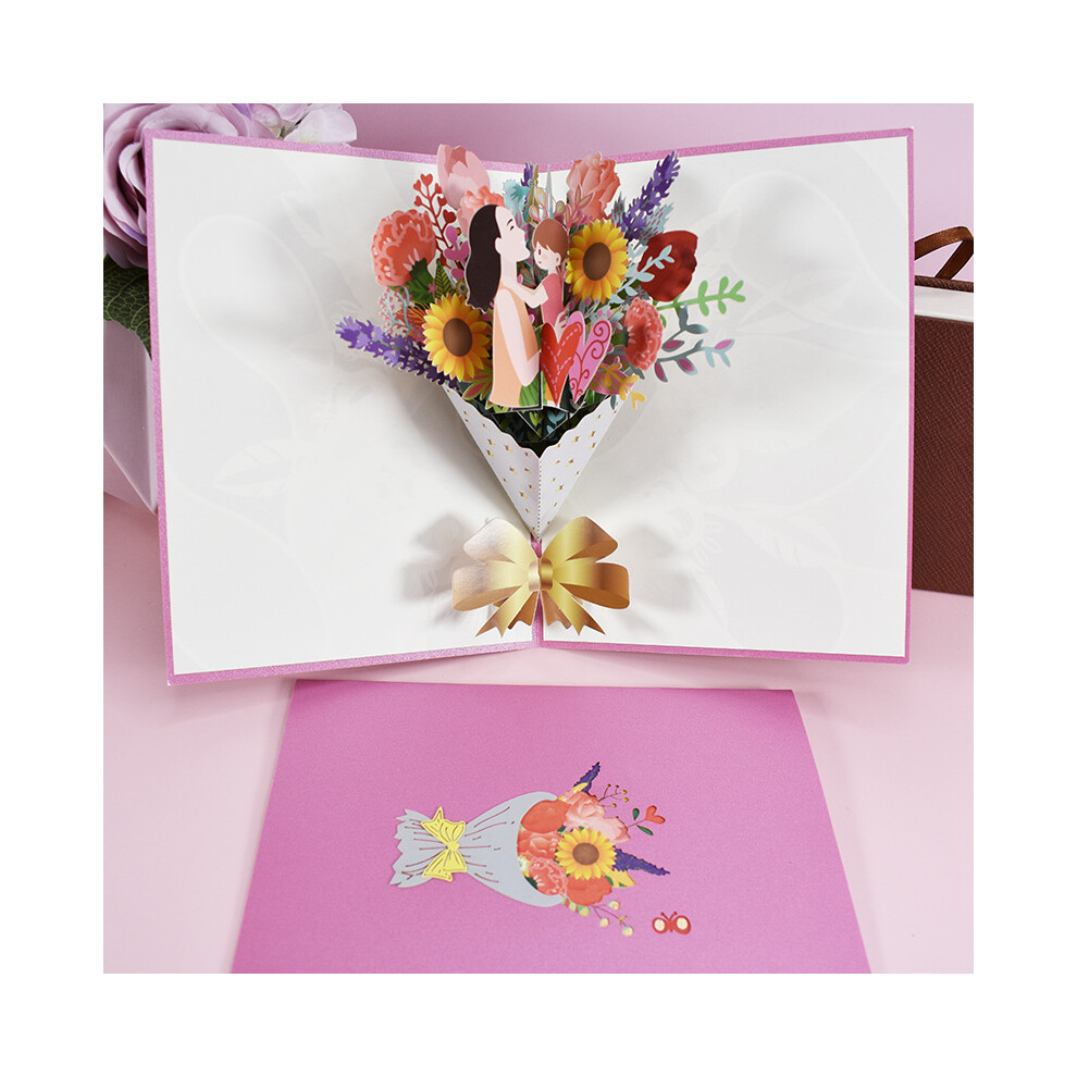(Mother's Day Bouquet) Happy Mother's Day greeting card 3D three-dimensional creative holiday blessing card